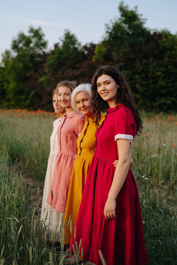 Robes en lin à manches courtes pour femmes