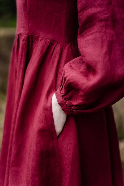 Carmen Dress, Long Sleeve, Marsala Red#color_marsala-red