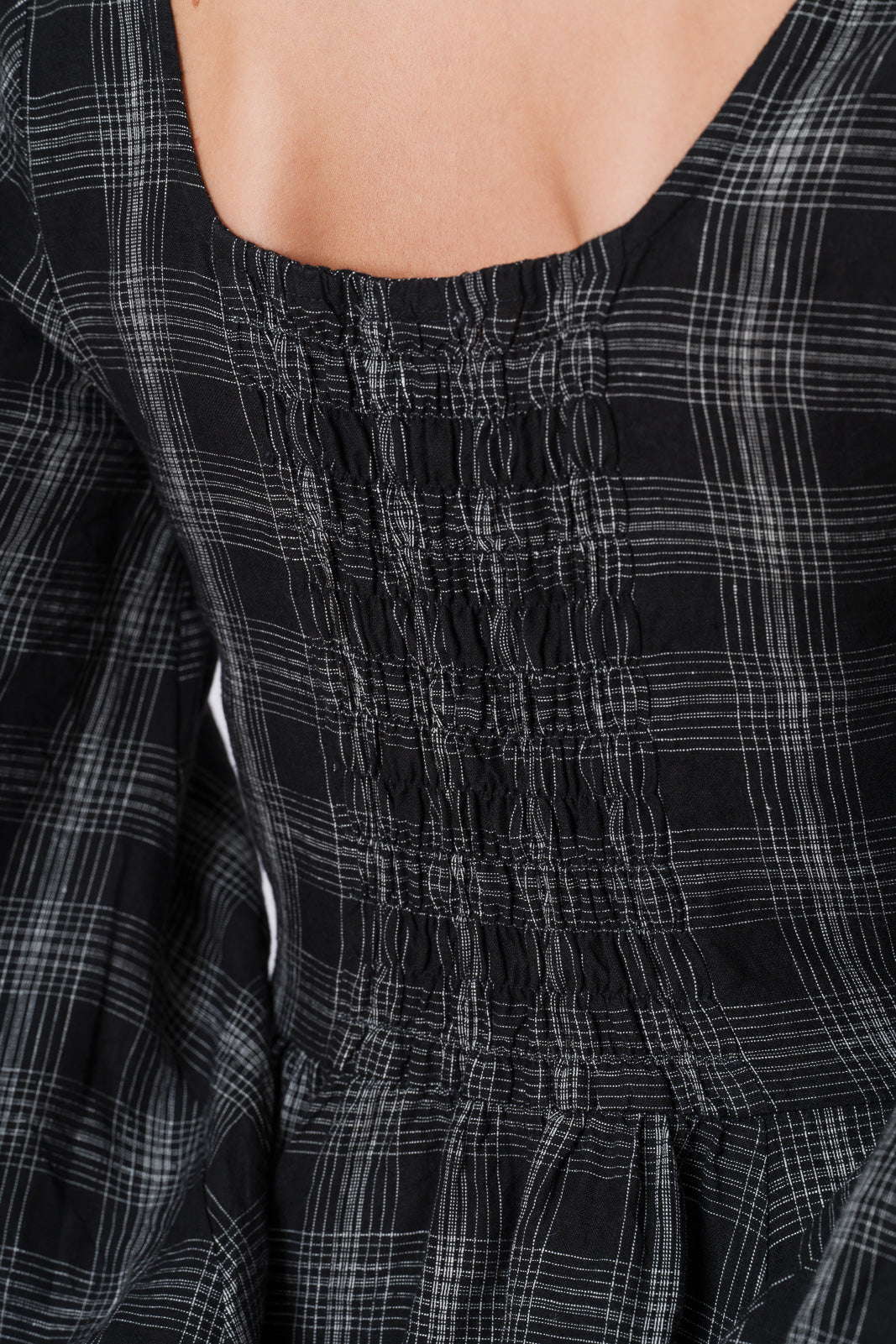 Carmen Dress, Long Sleeve, Black Tartan#color_black-tartan