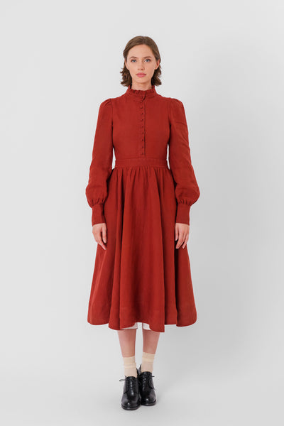 Abigail Dress, Long Sleeve #color_deep-terracotta