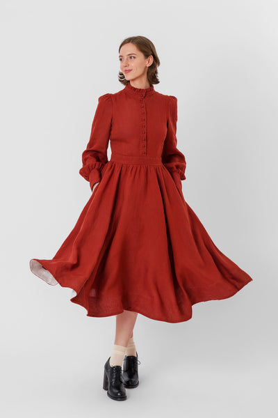 Abigail Dress, Long Sleeve #color_deep-terracotta
