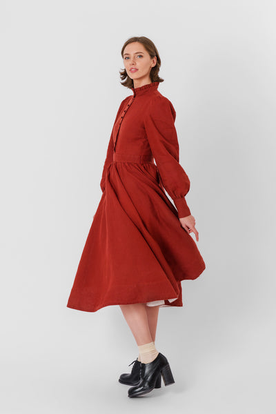 Abigail Dress, Long Sleeve #color_deep-terracotta