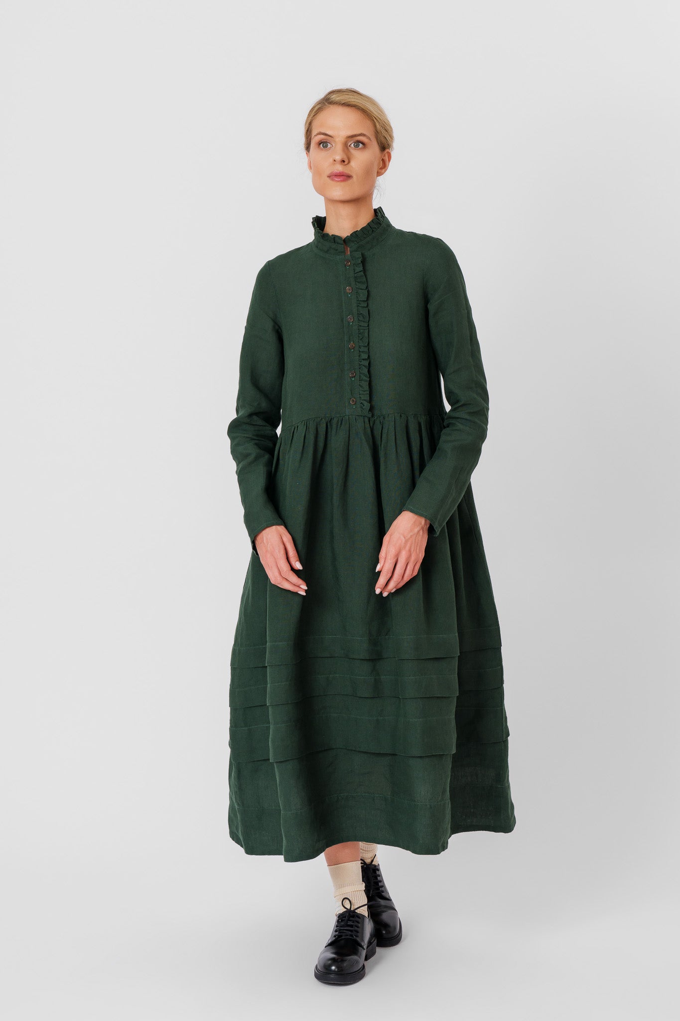 Amy Dress, Long Sleeve,#color_evergreen