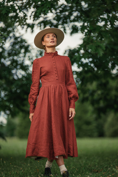 Abigail Dress, Long Sleeve #color_deep-terracotta