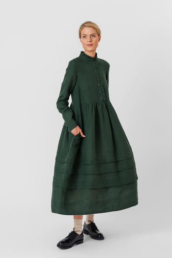 Amy Dress, Long Sleeve,#color_evergreen