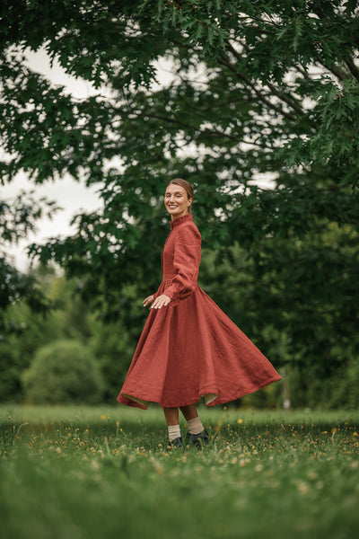 Abigail Dress, Long Sleeve #color_deep-terracotta