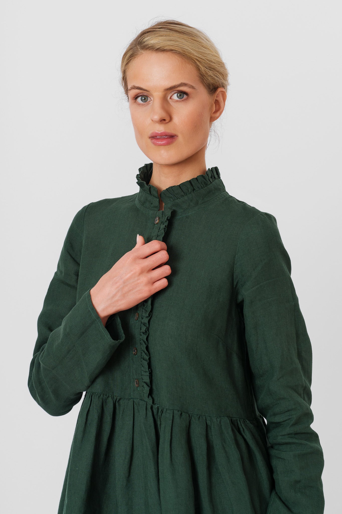 Amy Dress, Long Sleeve,#color_evergreen