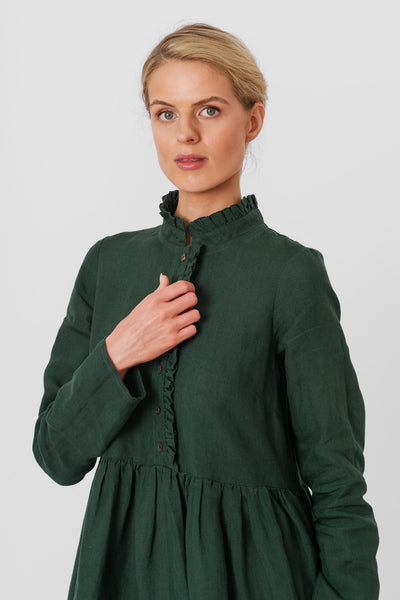 Amy Dress, Long Sleeve,#color_evergreen