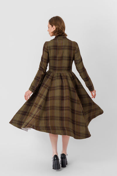 Victorian Coat, Long Sleeve, Twill Linen, Oak Tartan#color_oak-tartan
