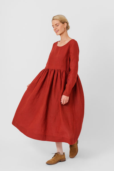 Smock Dress, Long Sleeve, Deep Terracotta#color_deep-terracotta
