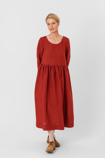 Smock Dress, Long Sleeve, Deep Terracotta#color_deep-terracotta
