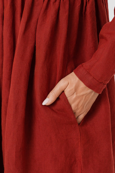 Smock Dress, Long Sleeve, Deep Terracotta#color_deep-terracotta