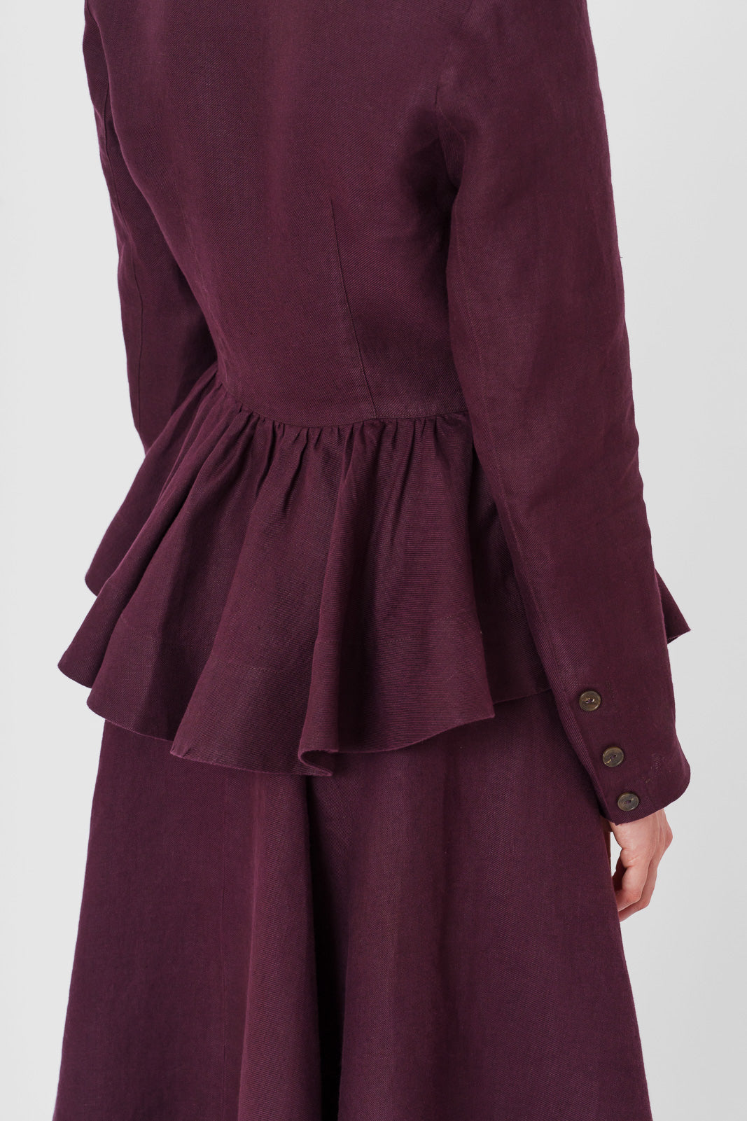 Peplum Jacket, Long Sleeve, Twill Linen, Royal Grape