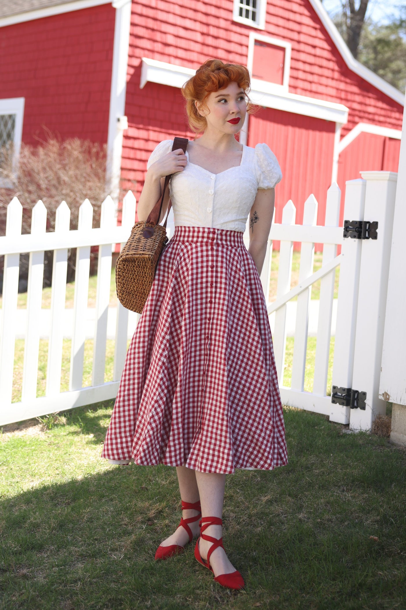 Evelyn Skirt, Red Gingham #color_red-gingham