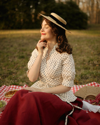 Bennet Blouse, Short Sleeve, Tiny Dots#color_tiny-dots