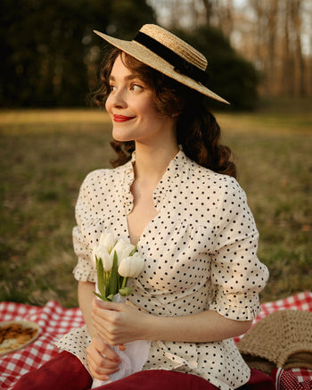 Bennet Blouse, Short Sleeve, Tiny Dots#color_tiny-dots