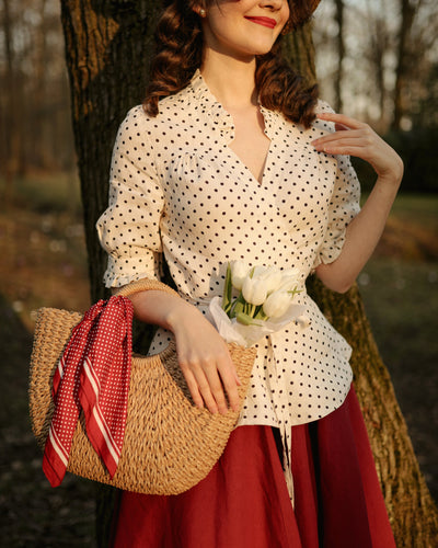 Bennet Blouse, Short Sleeve, Tiny Dots#color_tiny-dots