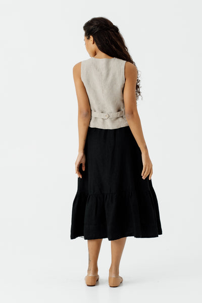 Button Down Skirt, Black Pansy#color_black-pansy