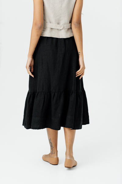 Button Down Skirt, Black Pansy#color_black-pansy