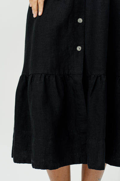 Button Down Skirt, Black Pansy#color_black-pansy