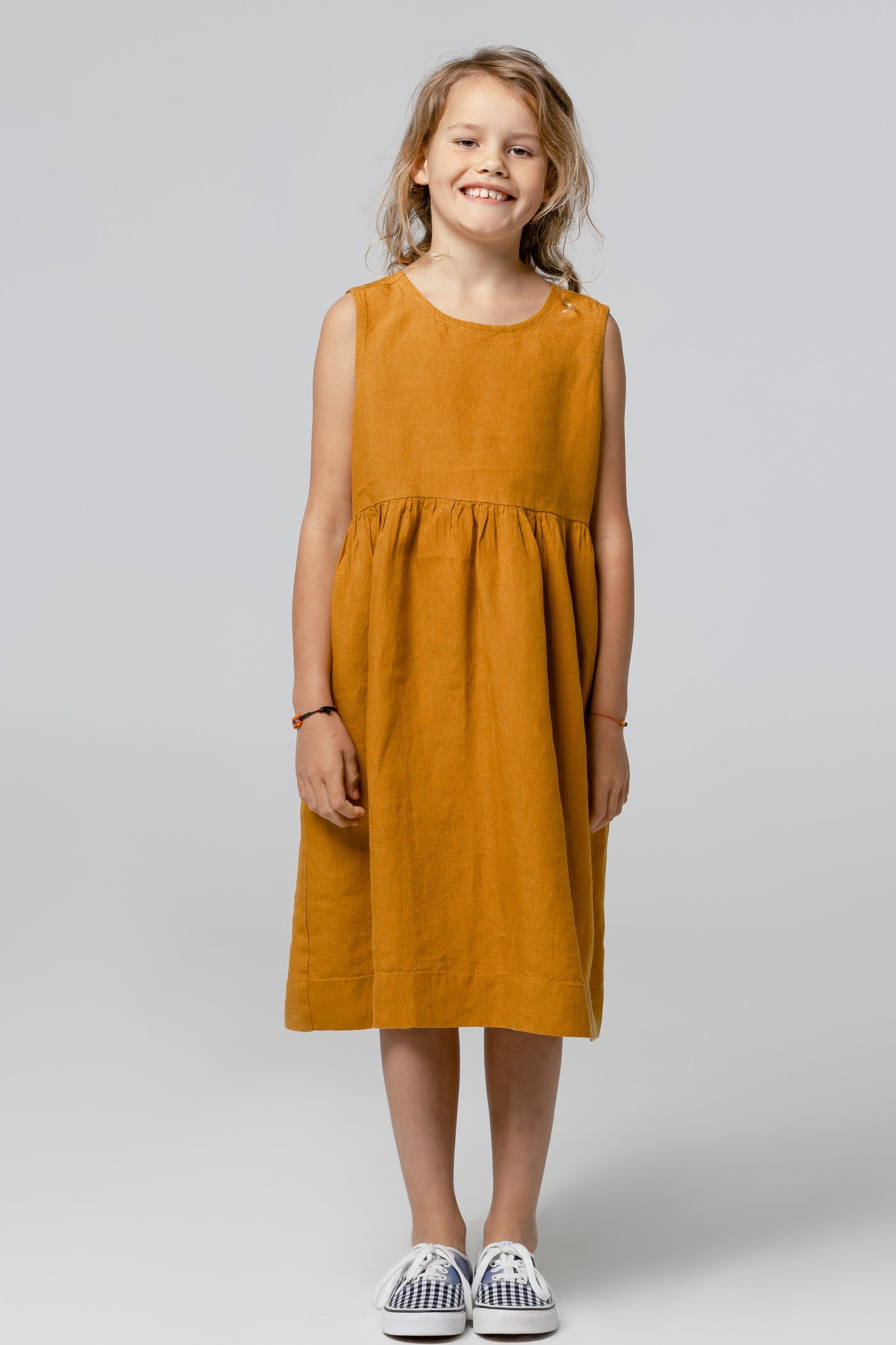 Mini Me Smock Dress, Sleeveless, Marigold#color_marigold