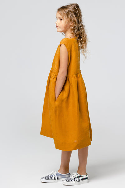 Mini Me Smock Dress, Sleeveless, Marigold#color_marigold