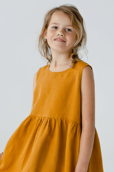 Mini Me Smock Dress, Sleeveless, Marigold#color_marigold