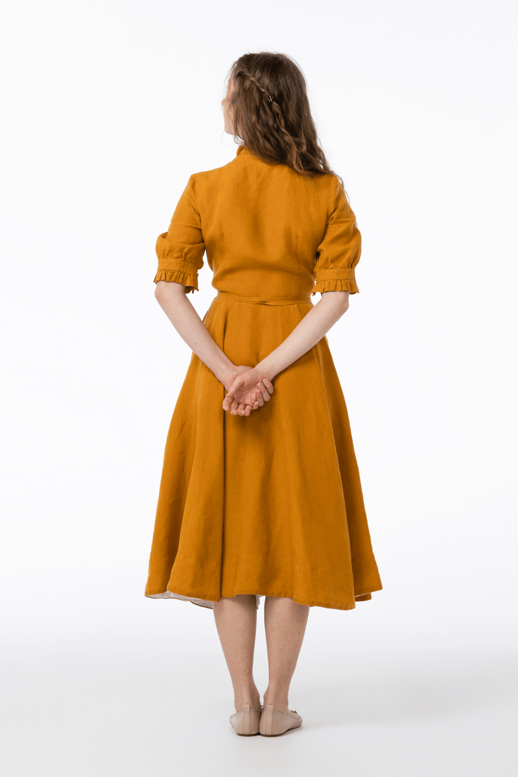 Darcy Dress, Short Sleeve, Marigold#color_marigold