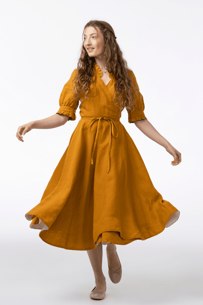 Darcy Dress, Short Sleeve, Marigold#color_marigold