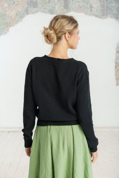 Elaine Cardigan, Long Sleeve, Black Pansy#color_black-pansy