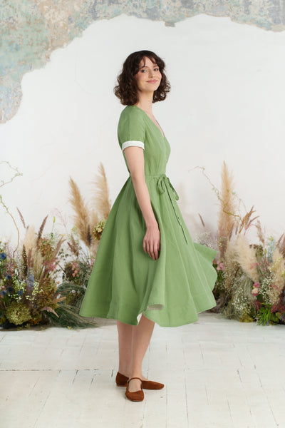 Wrap Dress, Short Sleeve, Matcha Latte
#color_matcha-latte