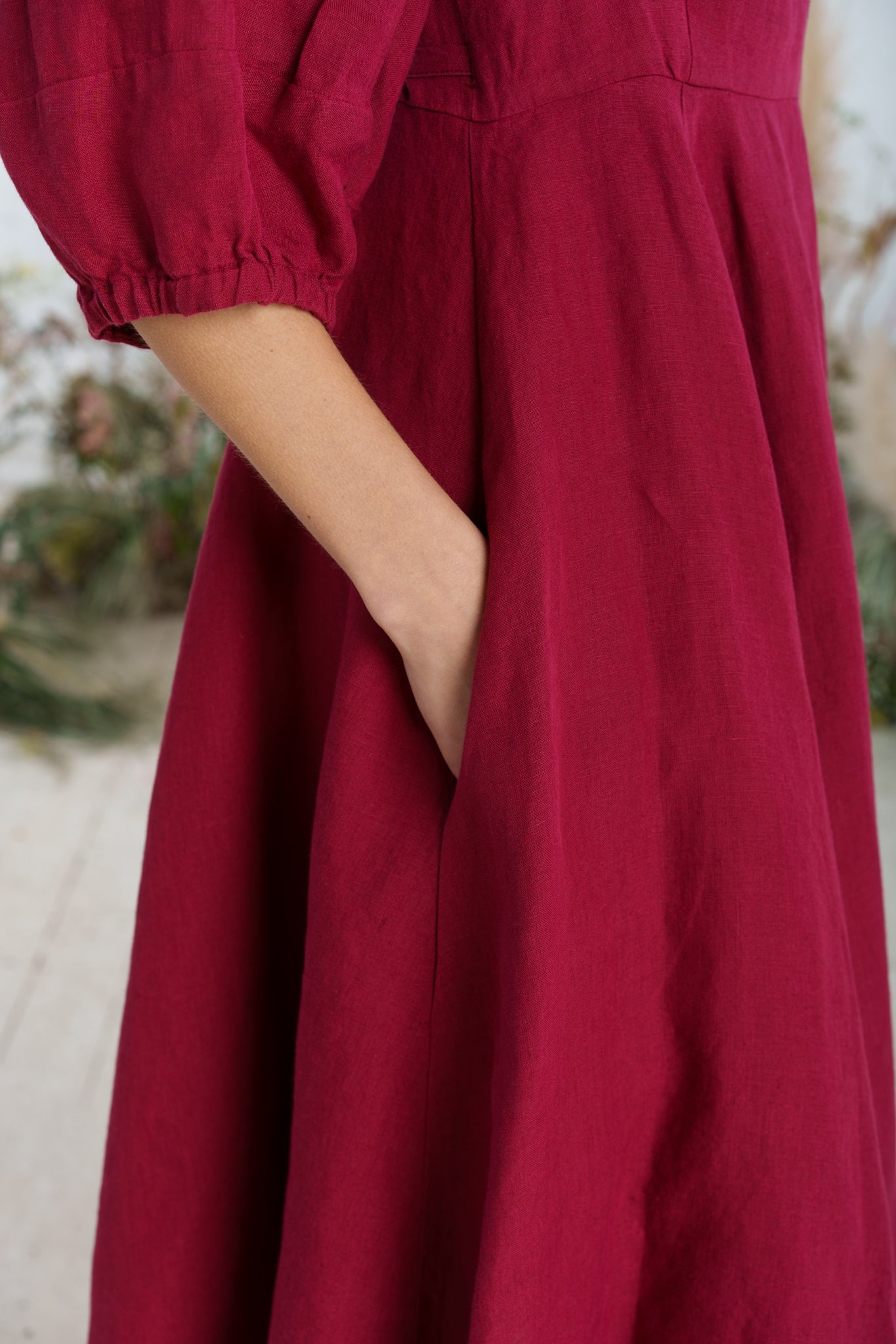 Wrap Gaia Dress, 3/4 Sleeve, Marsala Red
#color_marsala-red