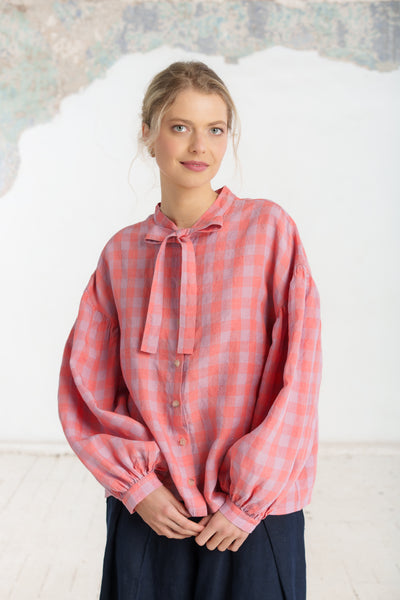Clementine Shirt, Long Sleeve, Pink Gingham#color_pink-gingham