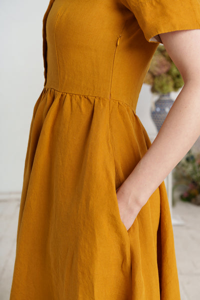 Classic Dress, Short Sleeve, Marigold#color_marigold
