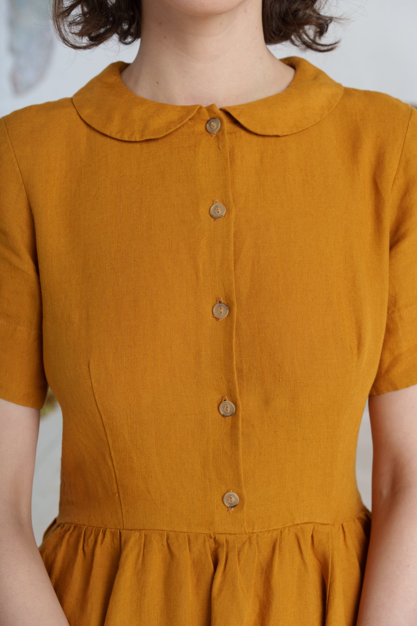 Classic Dress, Short Sleeve, Marigold#color_marigold