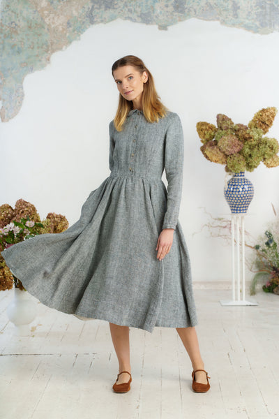 Classic Dress, Long Sleeve - Son de Flor#color_grey-moon