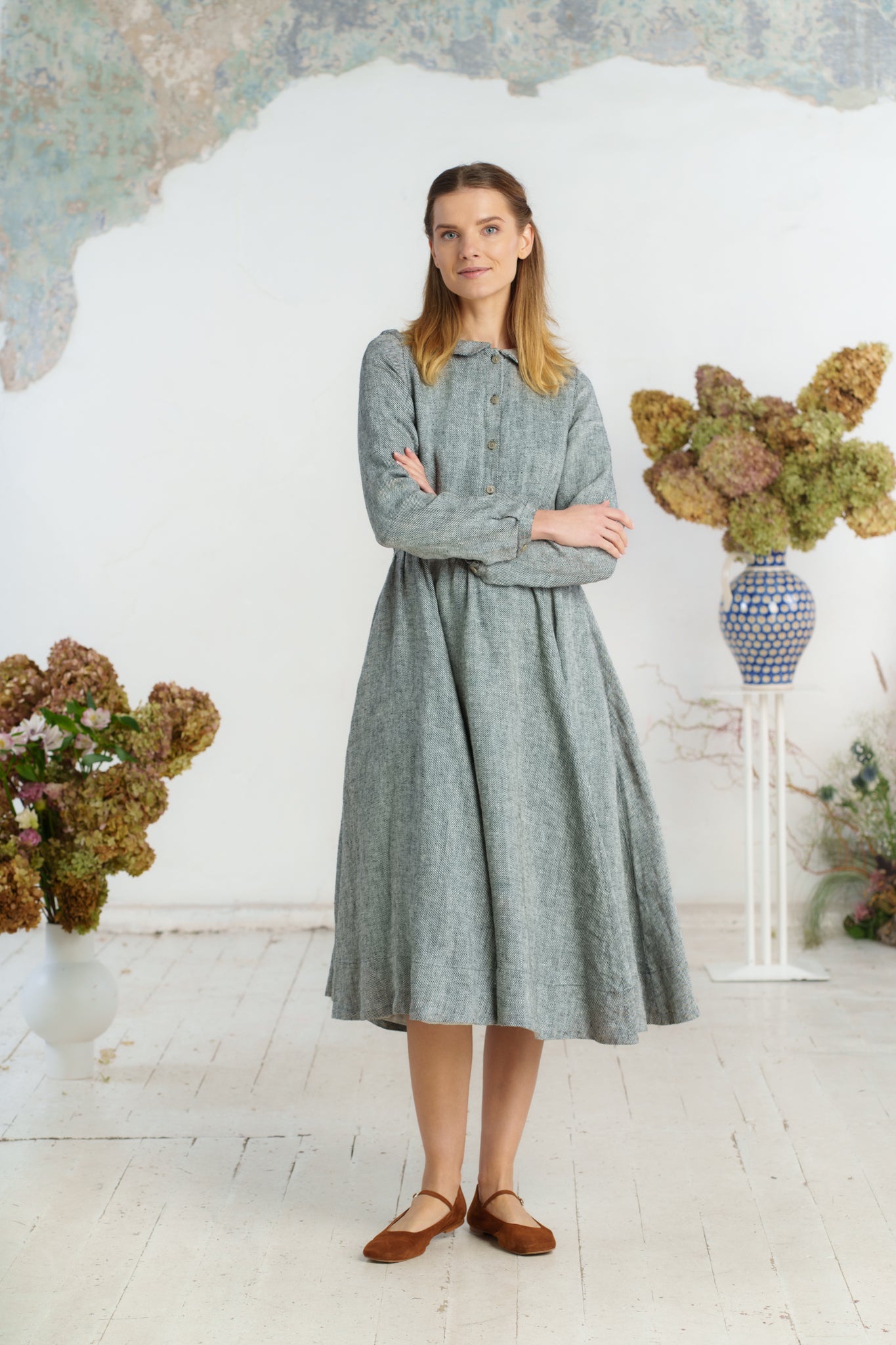 Classic Dress, Long Sleeve - Son de Flor#color_grey-moon