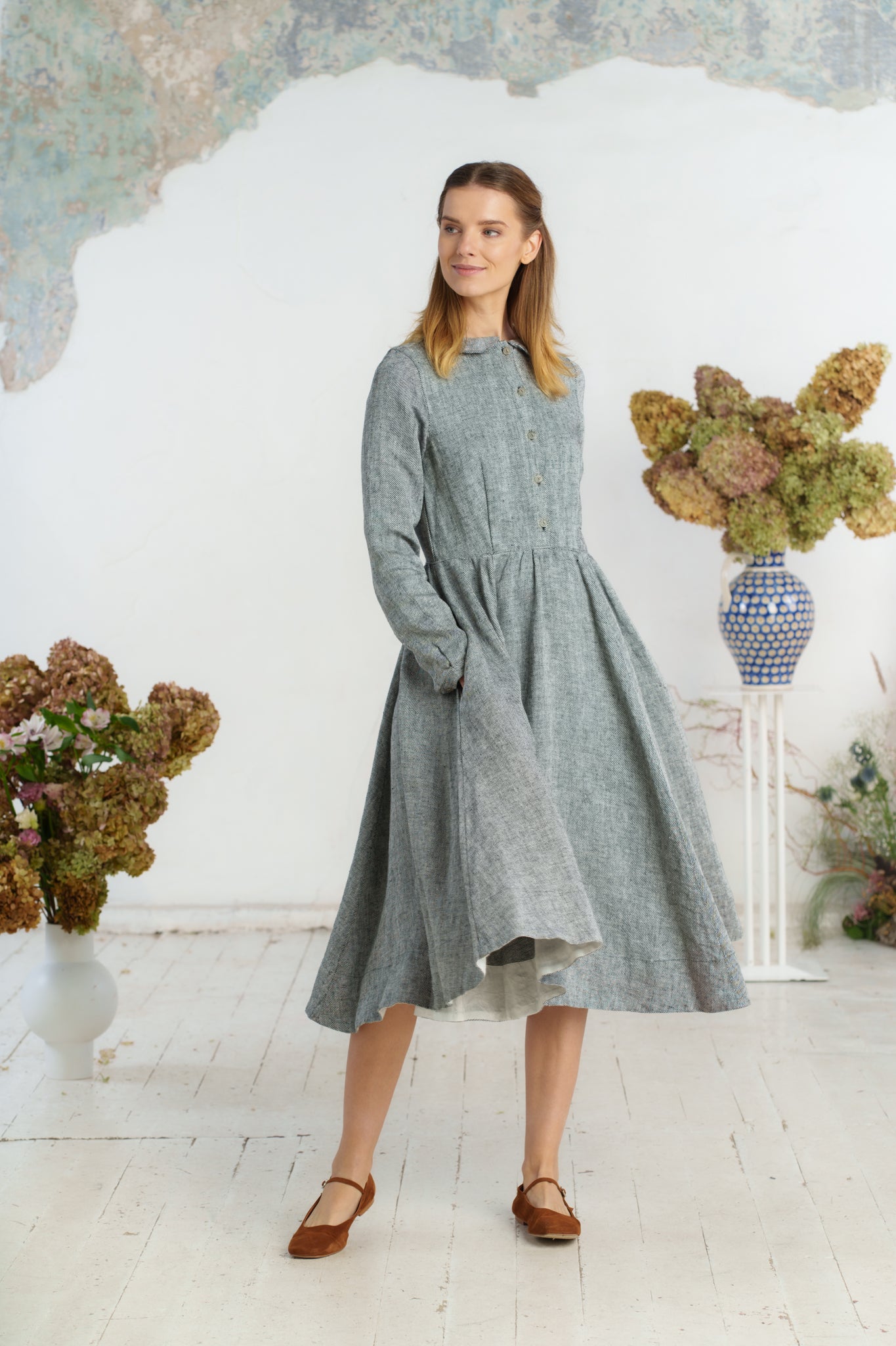 Classic Dress, Long Sleeve - Son de Flor#color_grey-moon