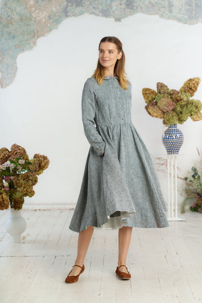 Classic Dress, Long Sleeve - Son de Flor#color_grey-moon