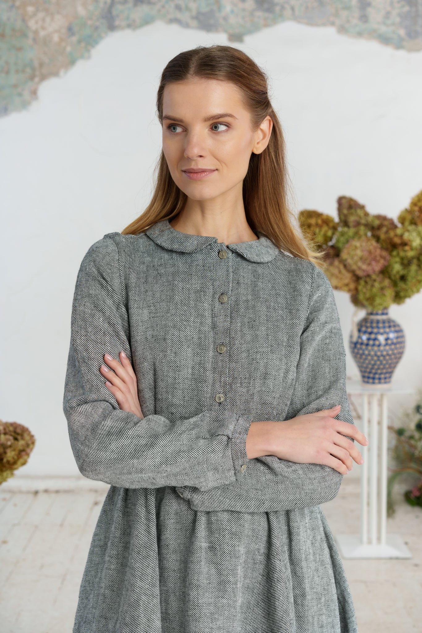 Classic Dress, Long Sleeve - Son de Flor#color_grey-moon