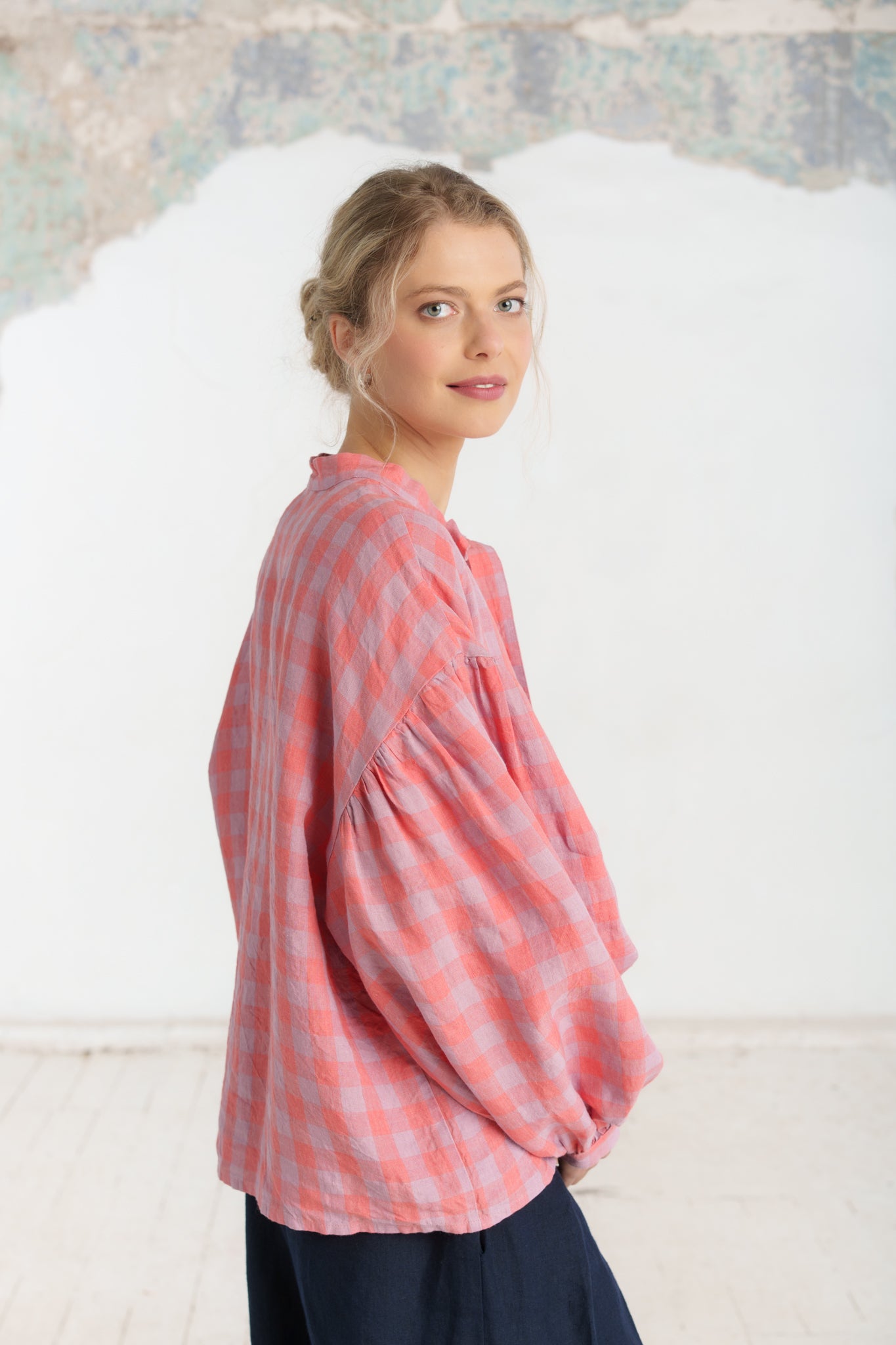 Clementine Shirt, Long Sleeve, Pink Gingham#color_pink-gingham