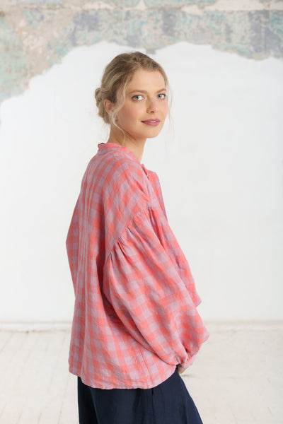 Clementine Shirt, Long Sleeve, Pink Gingham#color_pink-gingham
