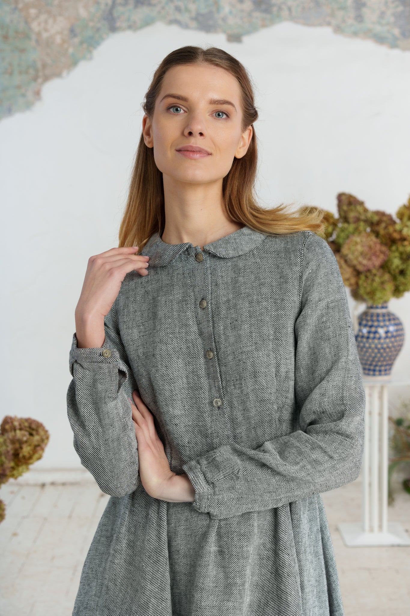 Classic Dress, Long Sleeve - Son de Flor#color_grey-moon