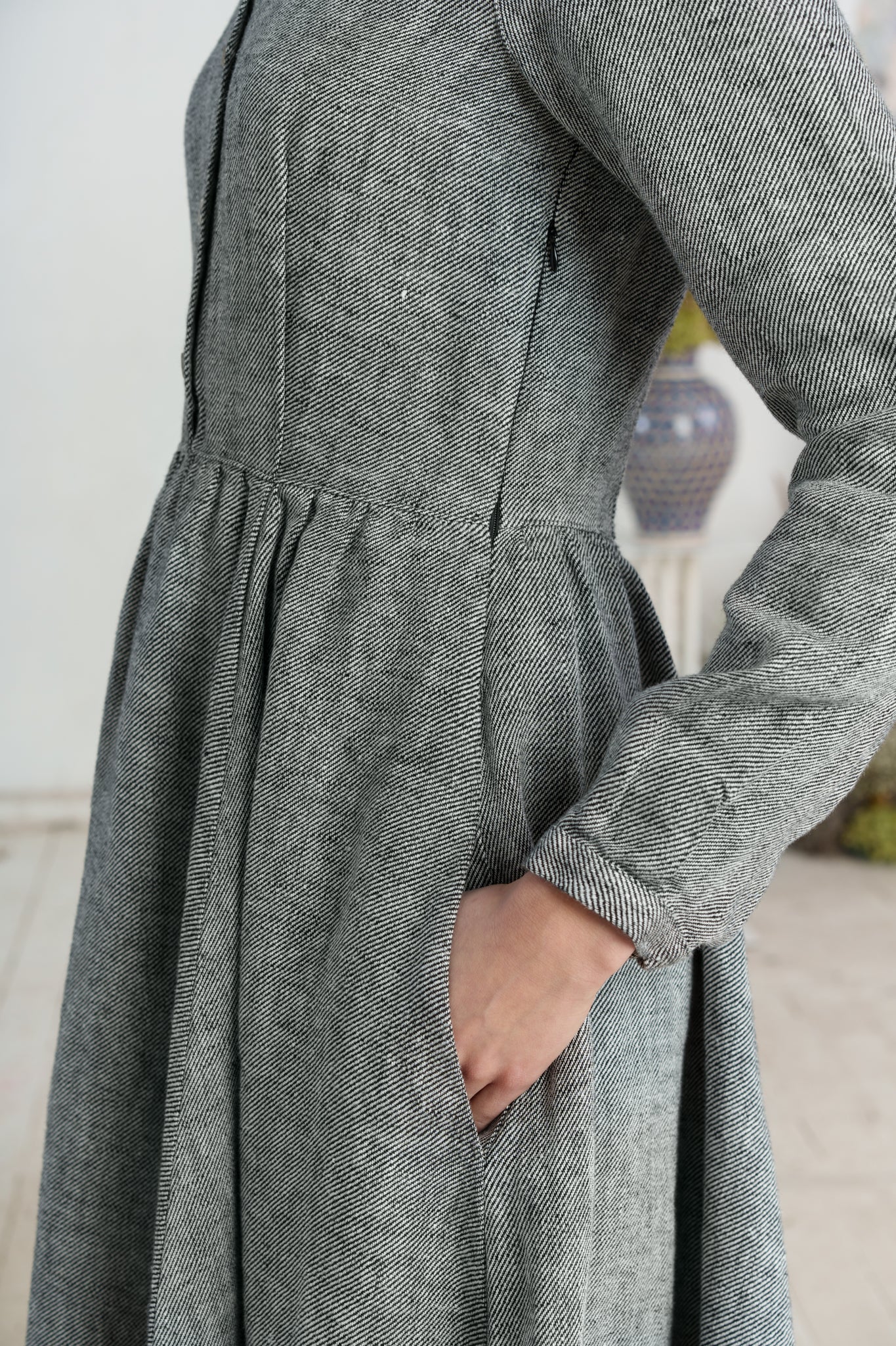 Classic Dress, Long Sleeve - Son de Flor#color_grey-moon