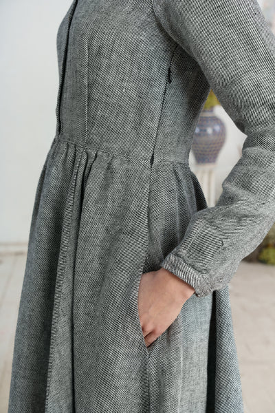 Classic Dress, Long Sleeve - Son de Flor#color_grey-moon