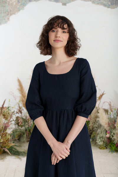 Carmen Dress, 3/4 Sleeve, Night Navy
#color_night-navy