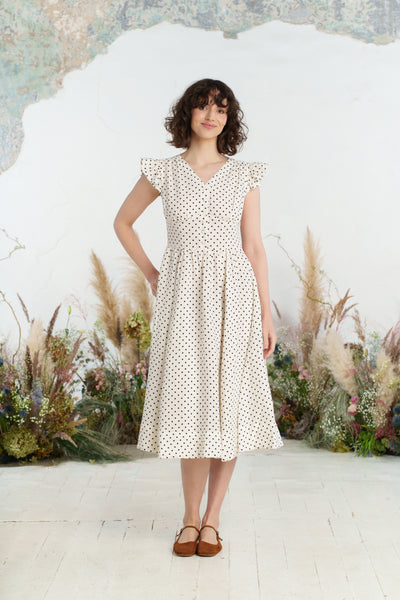 Diane Dress, Ruffle Sleeve, Tiny Dots
#color_tiny-dots