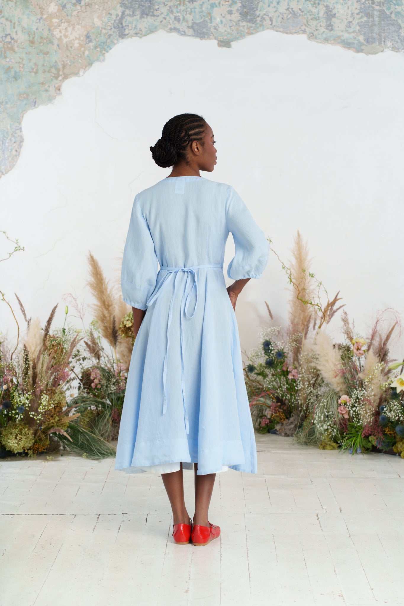 Wrap Gaia Dress, 3/4 Sleeve, Skye Blue
#color_skye-blue