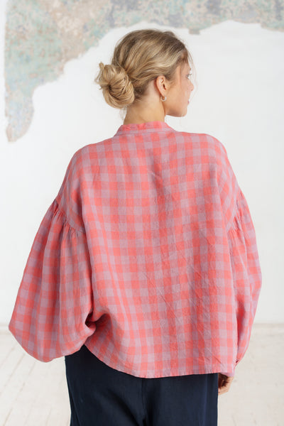 Clementine Shirt, Long Sleeve, Pink Gingham#color_pink-gingham