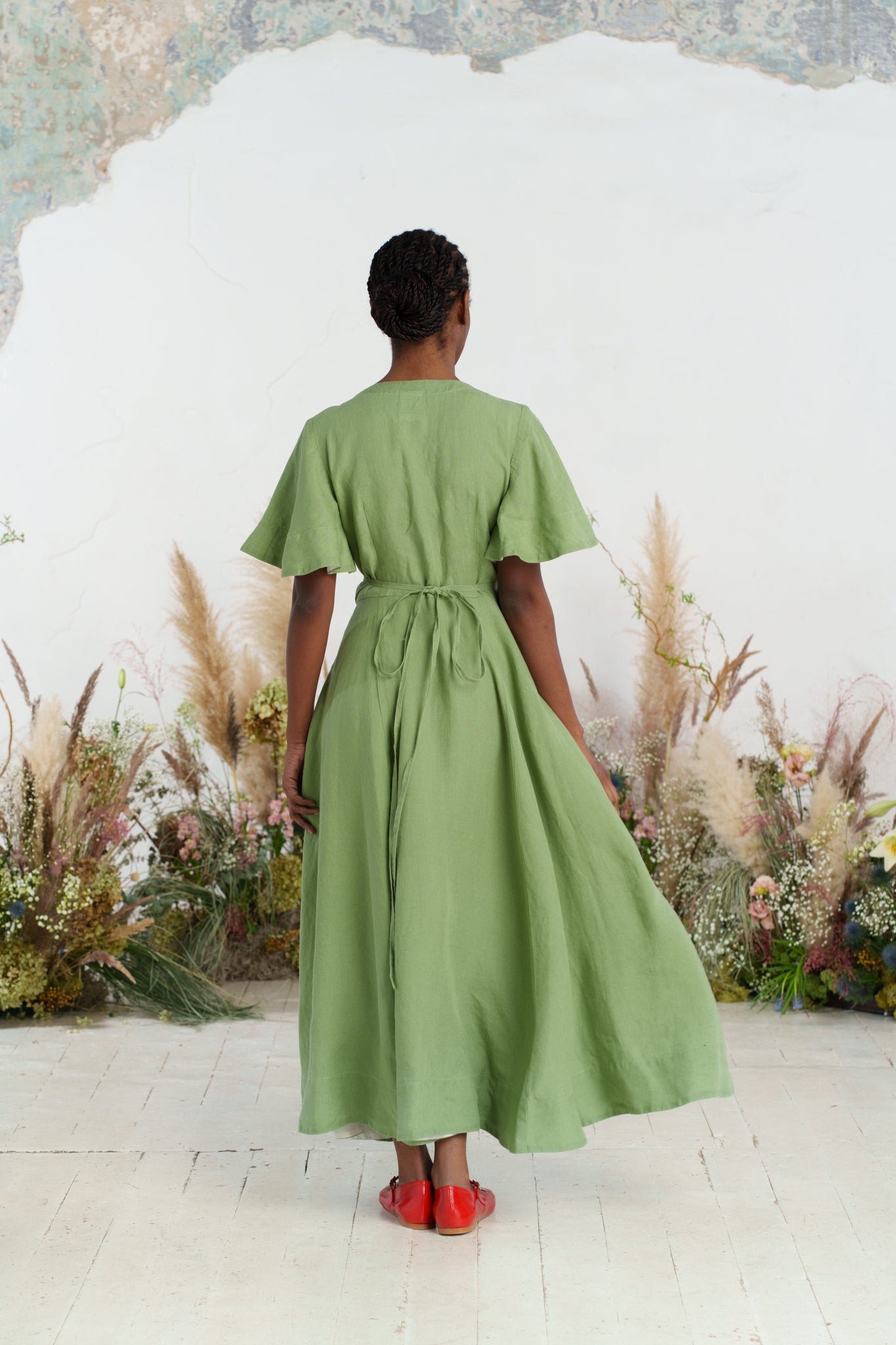 Maxi Wrap Dress, Butterfly Sleeve, Matcha Latte
#color_matcha-latte